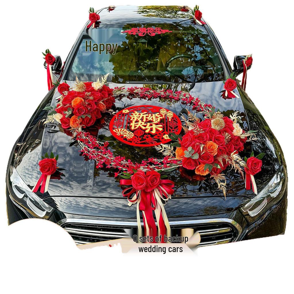 Bridal Car Decoration Set: Suction Cup Flower & Pull Flowers for Wedding Cars