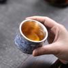 Tea Xun Retro Blue & White Ceramic Gilt Silver Tea Cup Pair