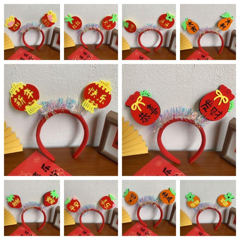 Cartoon 2025 New Year Headband Red Hairband Festive New Year Headwear Snake Year Headband  Men