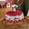 Christmas Tree Santa Red Round Tablecloth Waterproof Holiday Dining Decorations for Home