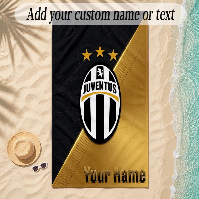 Beach TowelJuventus FC Custom Name Text Personalized Soft Towel for Beach Pool Indoor Home Decor Gift
