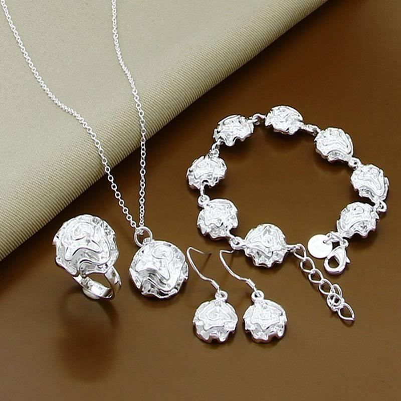 Korean Silver-Plated Rose Four-Piece Set - Hot Selling