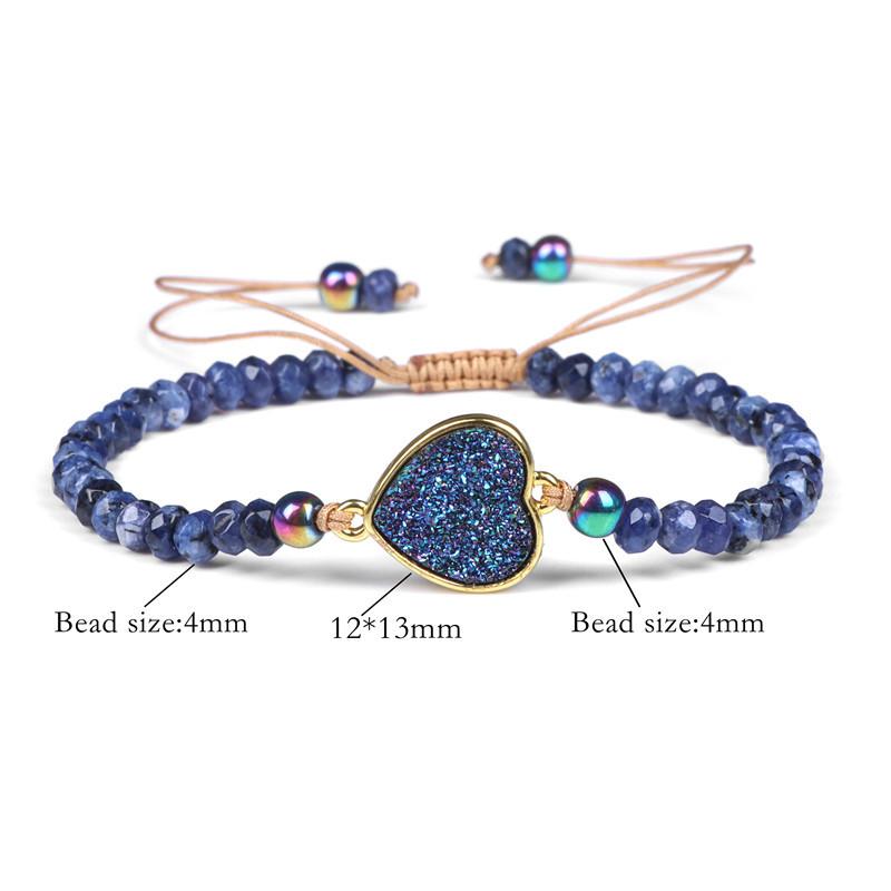 Ladies Bracelet Natural Stone Wheel Beads Friends Gift Crystal Cluster Adjustable Woven Starry Sky Moon And Heart Bracelet