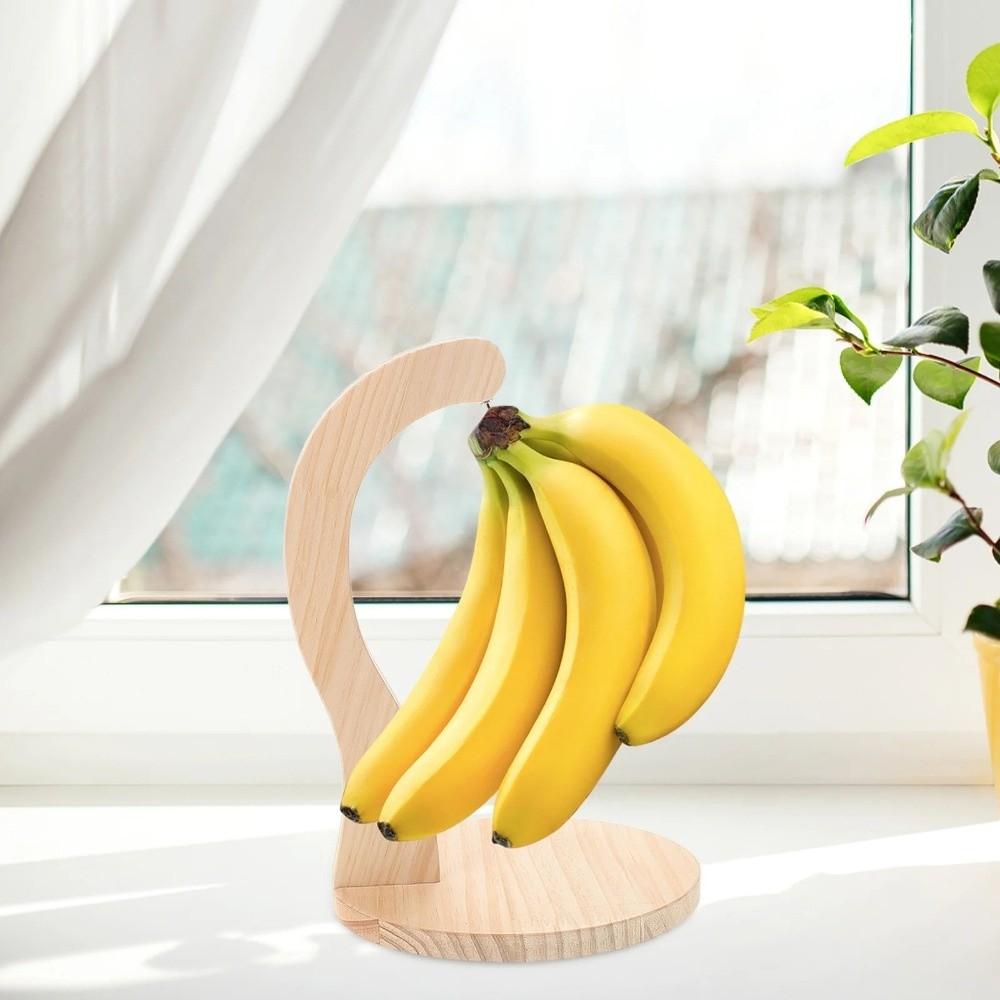Creative Wooden Banana Rack Space Saving Hanging Kitchen Holder for Fruit,Mugs,Keychains