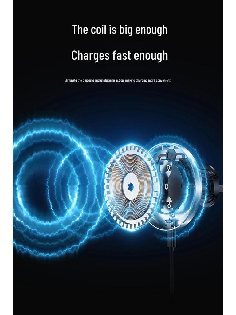 Магнитное автомобильное беспроводное зарядное устройство и держатель для телефона с RGB-подсветкой - Быстрая зарядка 15 Вт