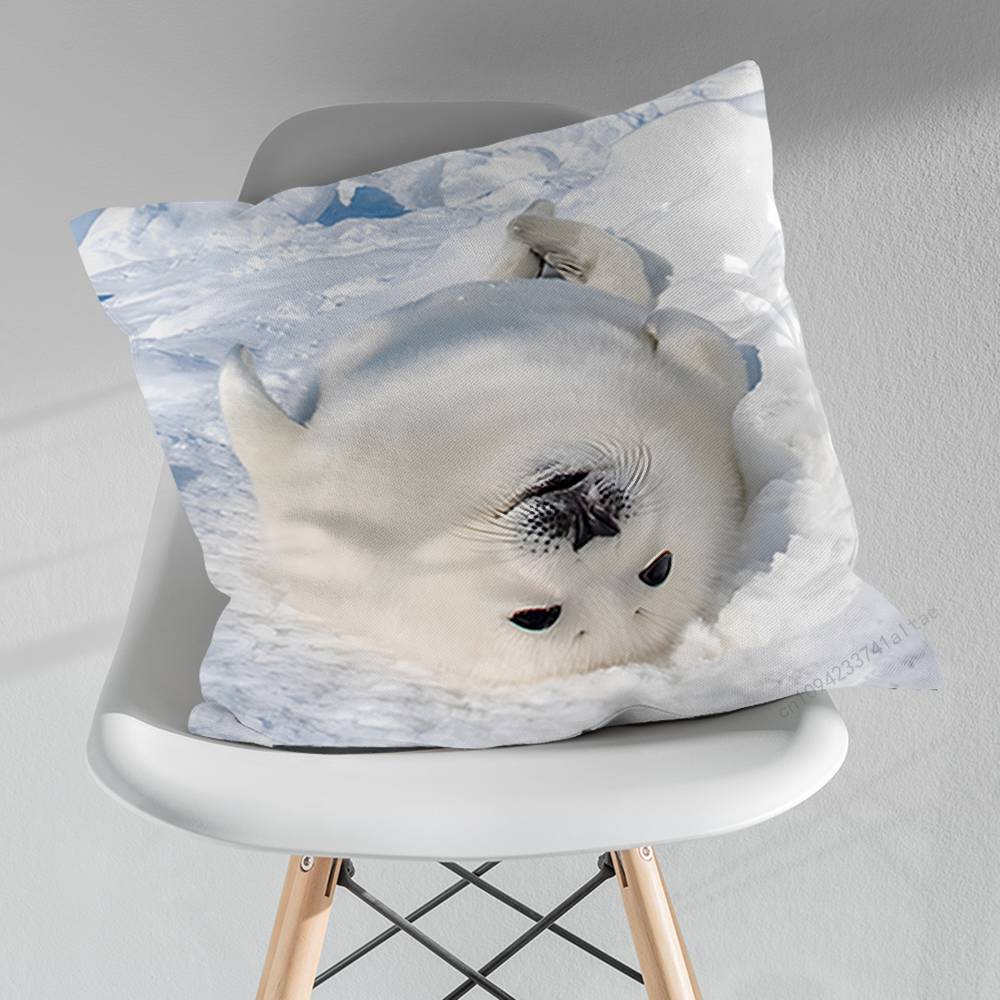 Animal Seal Cute Throw Pillow Case Living Room Sofa Cushion Cover For Home Bedroom Decoration Protector