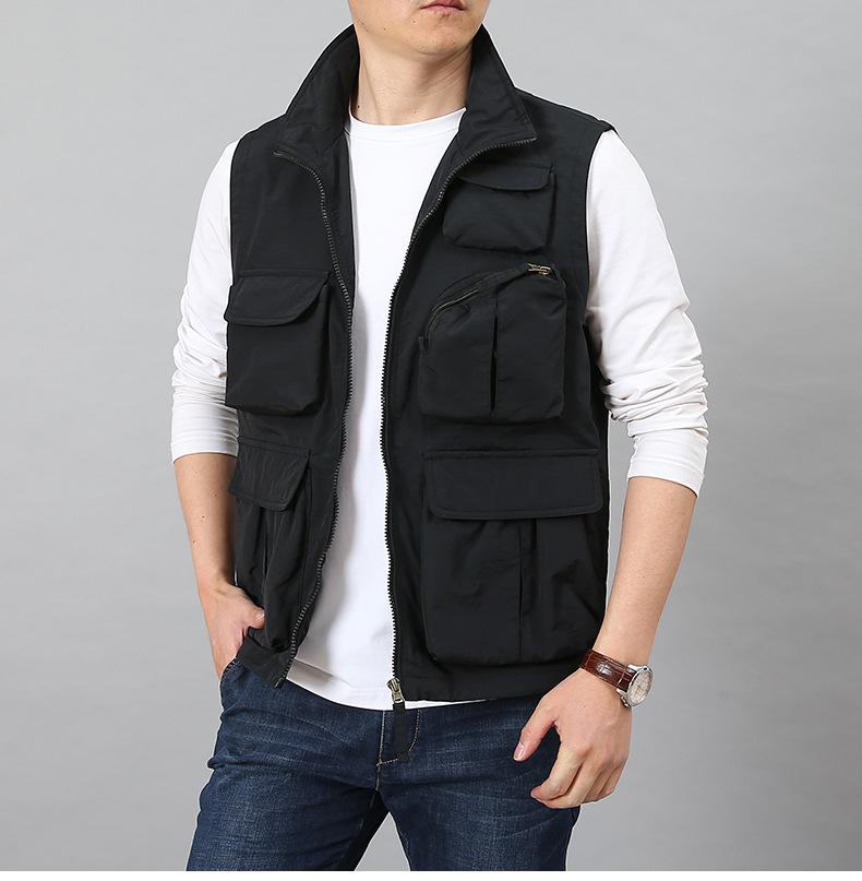Мужской свободный настраиваемый жилет с несколькими карманами для отдыха и рыбалки на открытом воздухе
