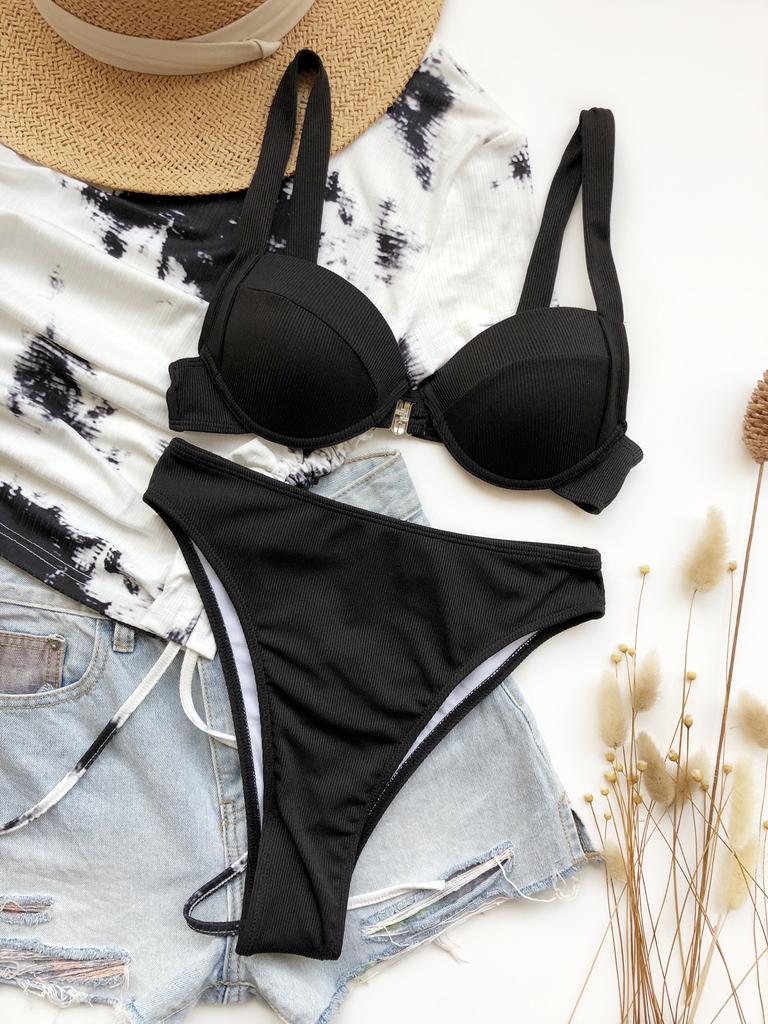 Женский бикини с жесткой чашкой, сексуальный сплошной цветной купальник с высокой талией