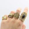 4Pcs/Set Unisex Rings Wide Ethnic Style Hollow Carved Pattern Knuckle Rings