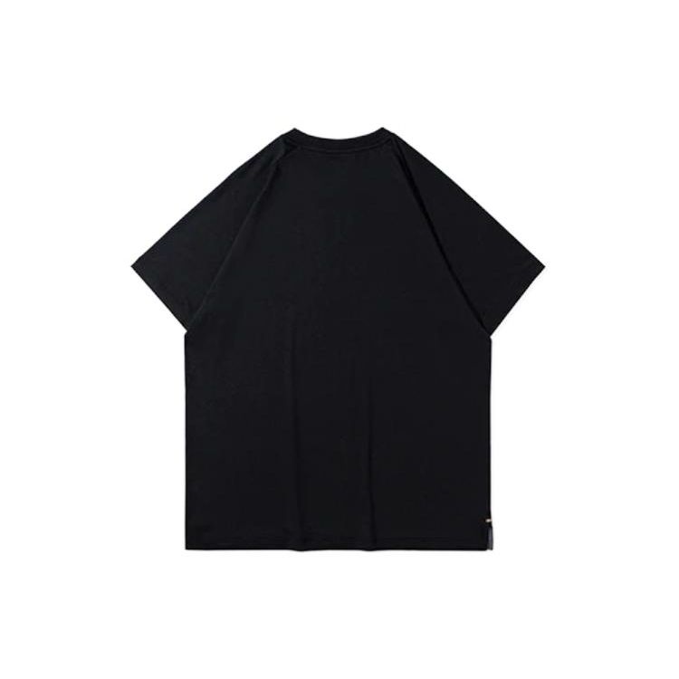 Li Ning Wade Series Фирменный Логотип Узор Пуловер Круглый Вырез Короткий Рукав Футболка Мужская Футболка Черная ATSR285-1