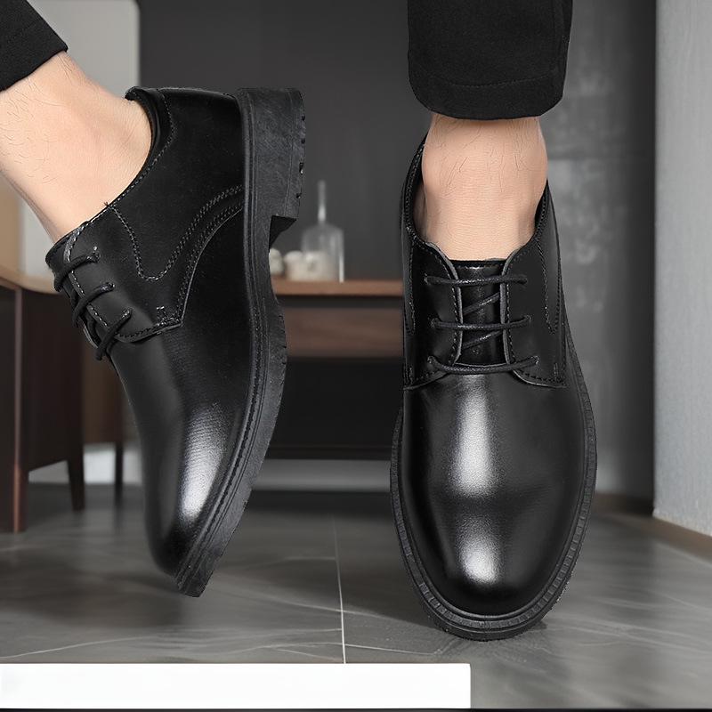 Men's Autumn Leather Shoes & Korean-Style Business Suits: Versatile, Youthful, Casual & Perfect for Office or Groom Wedding.