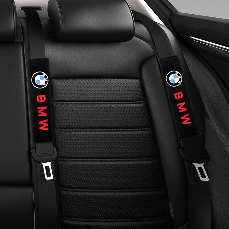 UCFF4 2PCS Car Cotton Fluff Safety Belt Covers Seat Belt Case for BMW M Power Performance F10 F31 E36 E39 E87 E90 X5 Car Styling