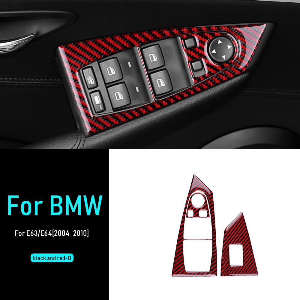 For BMW 6 Series E63 E64 2004-2010 Carbon Fiber Window Lift Switch Frame Anti Scratch Door Panel Interior Decor Car Accessories
