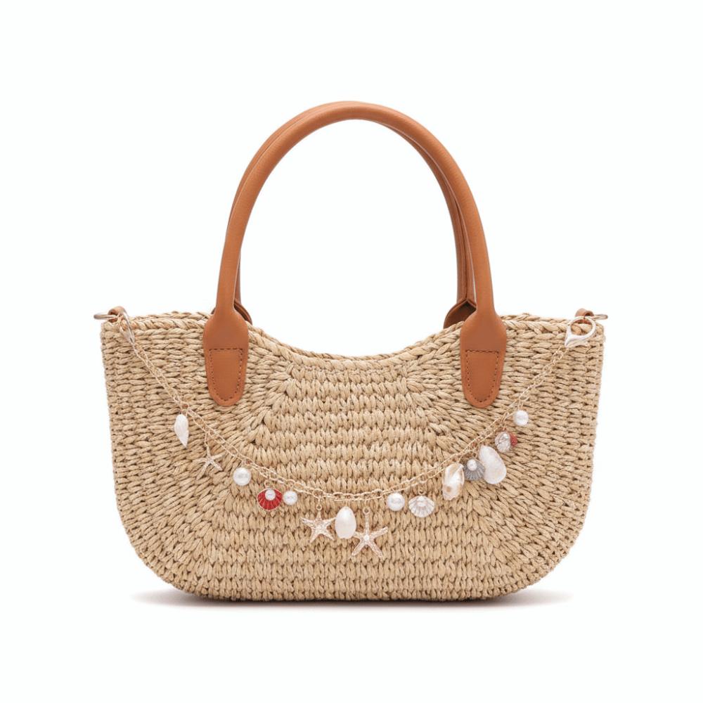 Metal Chain Bag Charms Accessory Lanyard Bag Chain Starfish Conch Pearl Bag Pendant Bag Ornament