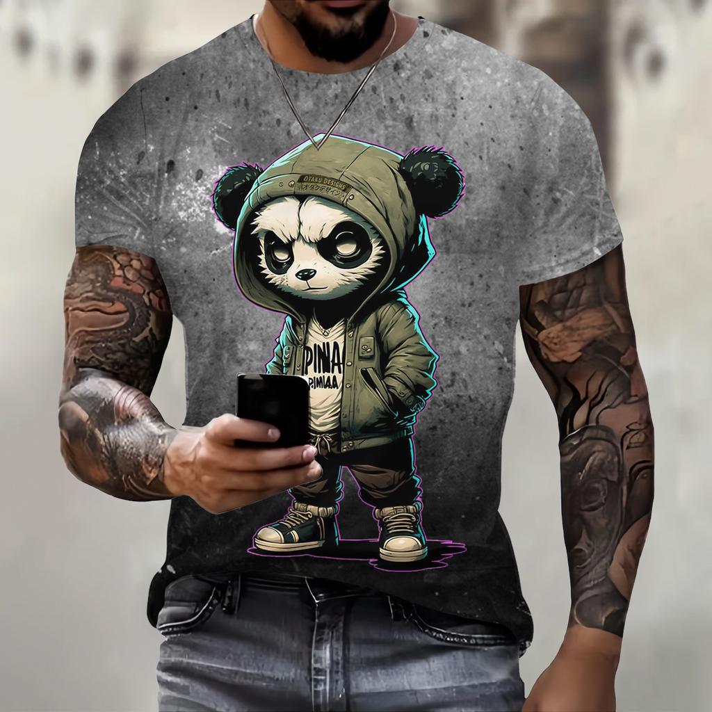 Summer Funny Panda Pattern 3D Print T-Shirt Men Women O-Neck Casual Fashion Short Sleeve Oversized Harajuku Tee Top Kid