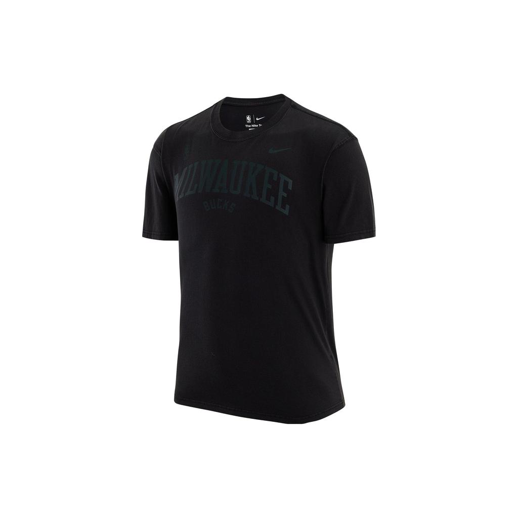 Nike Футболка свободного кроя с круглым вырезом NBA Milwaukee Bucks Vintage Letter Print, мужская, черная DR6327-010