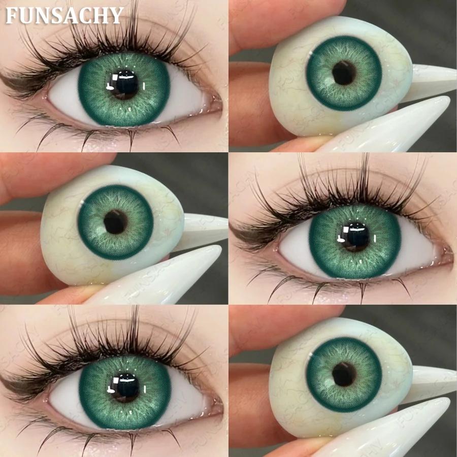 FUNSACHY 1 пара натуральных линз корейского стиля цветные контактные линзы синие линзы коричневые туманные перламутровые цветные линзы высококачественные мягкие линзы