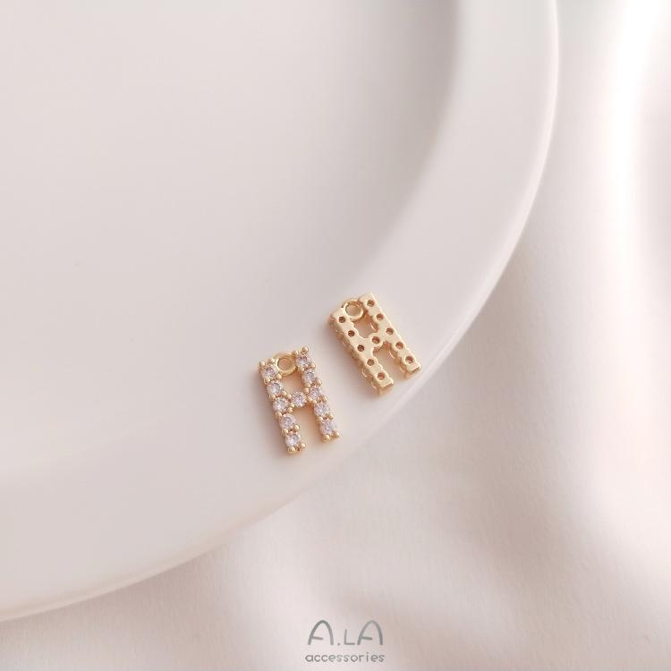 14K Gold Plated Zircon Alphabet Pendant for DIY Jewelry Accessories