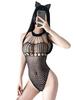 Perforated Teddy Body Fishnet Lingerie Beautiful Exposing With Cat Ears [HiSexy] Underwear, Women's, Stocking, Tights, Set, Extreme, Erotic,