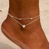 Summer Beach New Chain Heart Anklet Women Bohemian Gold Sandy Foot Orgaments