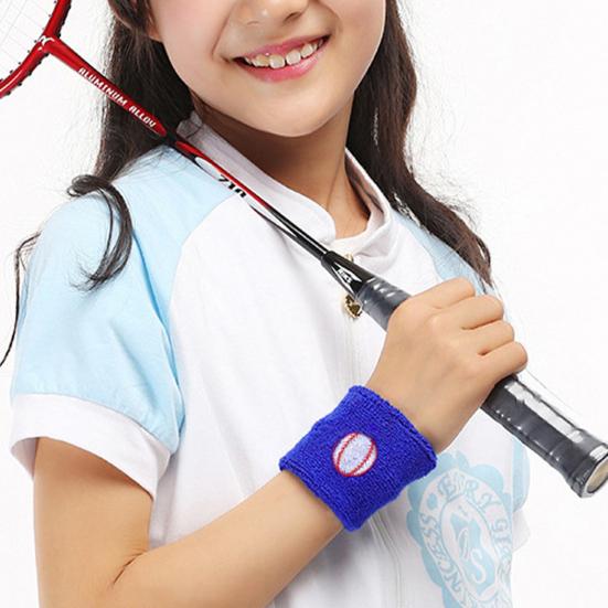 2 шт. детский спортивный браслет с мячом и вышивкой, эластичный, дышащий, впитывающий пот, для мальчиков и девочек, вязаный баскетбольный, волейбольный, защитный браслет для запястья