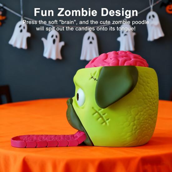 Yousheng Зомби Мопс Конфетница Веселая Интерактивная Игрушка с Пружинным Механизмом Выброса Новинка Конфетный Гаджет для Вечеринок на Хэллоуин и Любителей Собак
