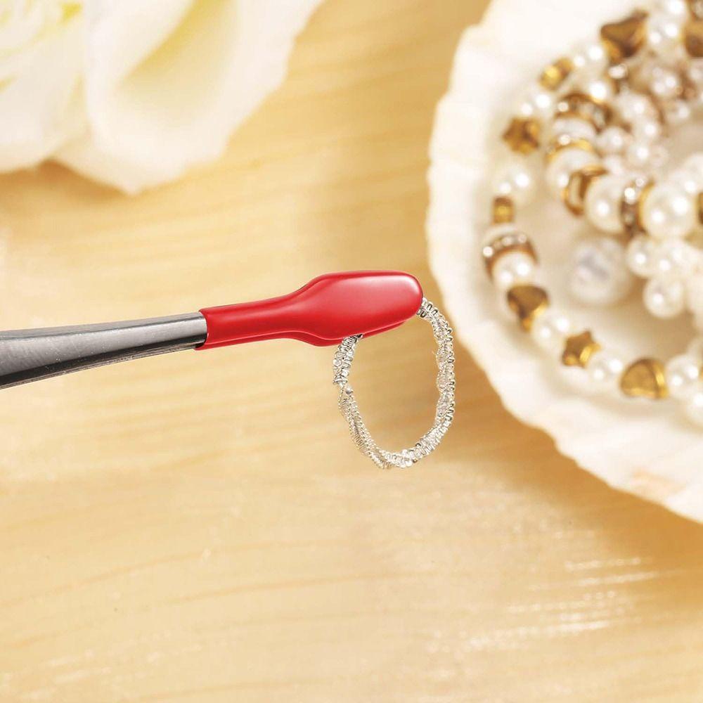 Stainless Steel Flat Tip Tweezers PVC Coated Rubber Tips Tweezers Accessories Long Tweezers Tools