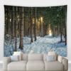 Украшение дома Рождественский зимний лесной пейзаж с принтом полиэфирного лака на стене, подвесной фон для комнаты, тапиз