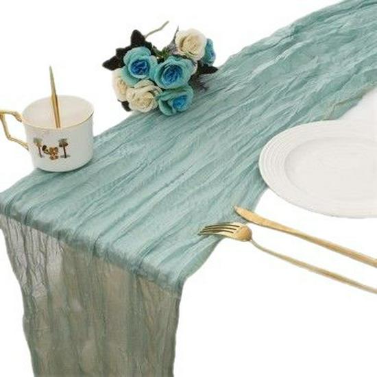 Скатерть-дорожка из мятой марли Bali Yarn - Полупрозрачная, с витым дизайном для богемных свадеб и праздничных вечеринок
