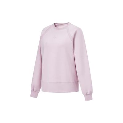 Li Ning Fitness Series однотонный трикотажный свитер с круглым вырезом, женская толстовка Lotus-Pink-Purple AWDU116-5
