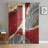 Red Marble Texture Sheer Curtains For Living Room Bedroom Tulle Curtain For Kitchen Voile Curtain Blind Panels