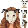 Antelope Halloween Mask PU Leather Goat Horn Mask Gothic Halloween Bloody Skull Mask  Costume Props