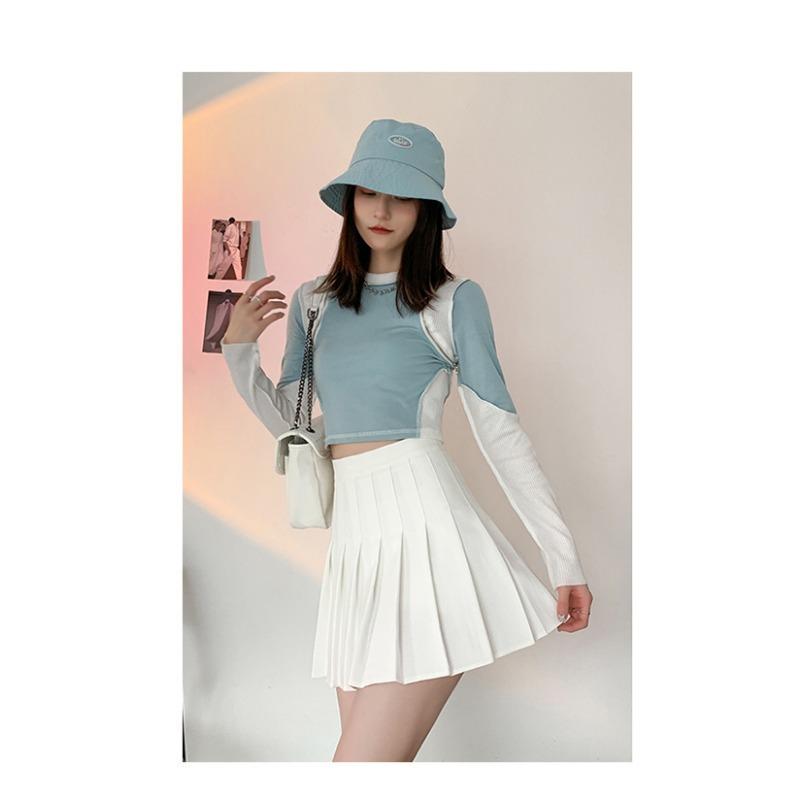 Осенне-зимняя женская плиссированная юбка, белая короткая юбка, тонкая клетчатая юбка трапециевидной формы в японскую клетку с высокой талией