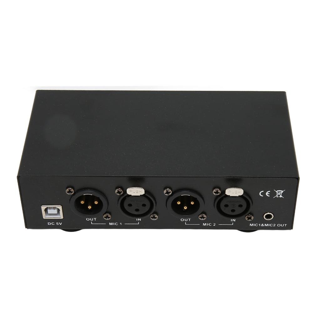 High Stability 48V Phantom Power Supply Low Pass Filter 2 Channel For Condenser Microphone