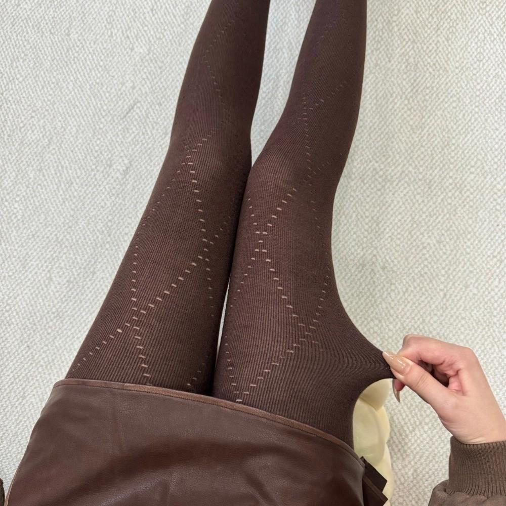 Fashionable Jacquard Knitted Stockings High-elastic Basic Pantyhose Thermal Leggings Daily Wear
