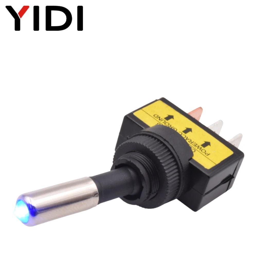 5/10pcs 12mm Auto Car LED Illuminated Toggle Switch ASW-15D SPST 2 Position 3pin ON OFF 12V 24V DC Red Green Blue Yellow White
