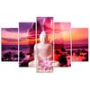 Five Piece Picture Canvas Print Buddha Sunset Sea