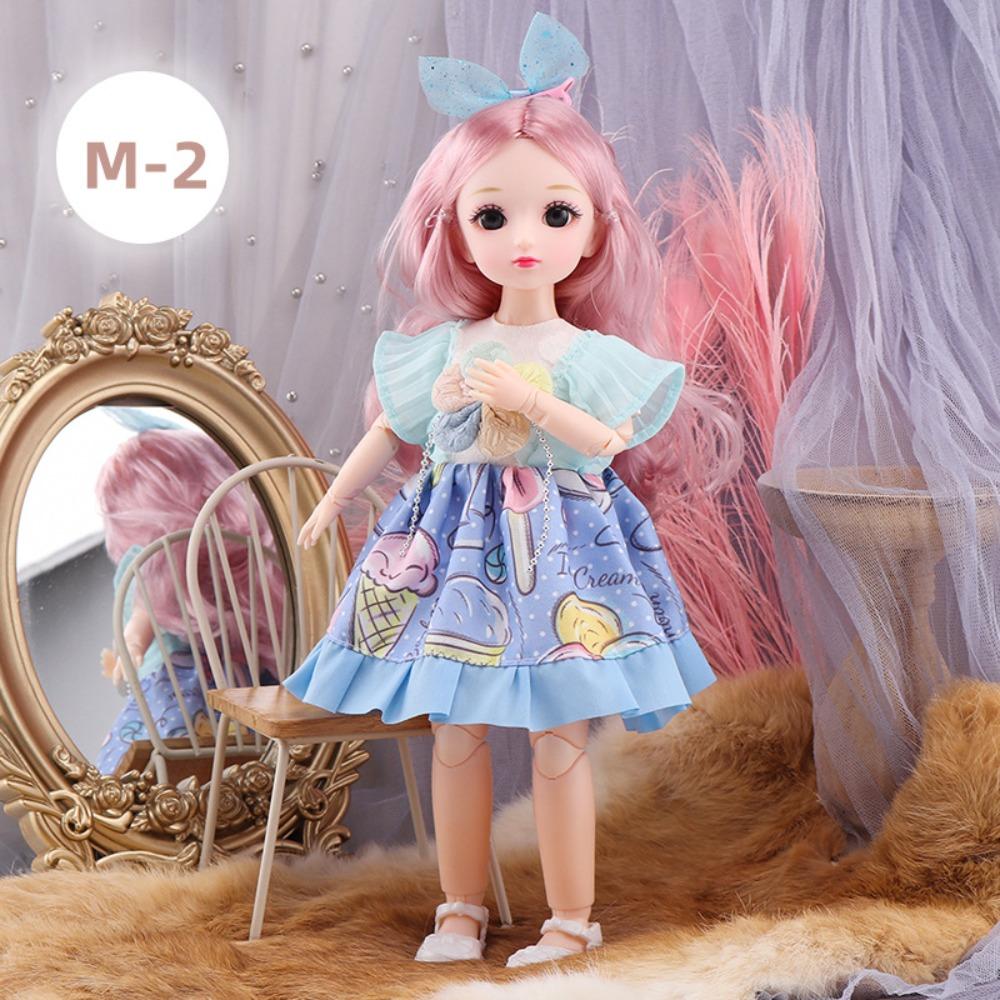 30cm BJD Doll 23 Moveable Joints Attractive Eyes Dress Up Anime Long Hair Toy
