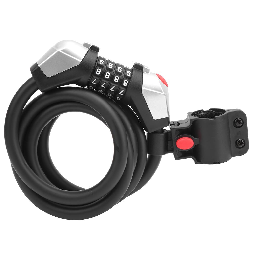 150cm 59in Cycling Security Cable Lock 4 Passwords Steel Keless Locking Bicycle Accessory