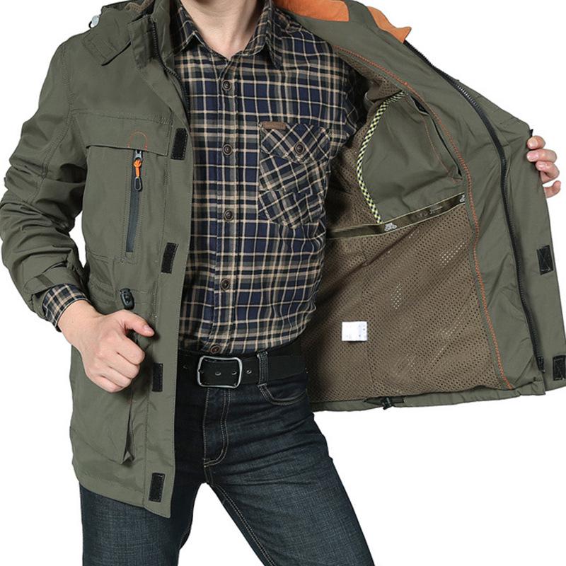 Spring and Autumn Jacket Men's Medium and Long Casual Outdoor Hooded Large Size Jacket Men's Jacket