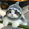 Cartoon Cat Shark Headdress Warm Plush Pet Cosplay Headwear Cat Decorative Hat  Winter Season