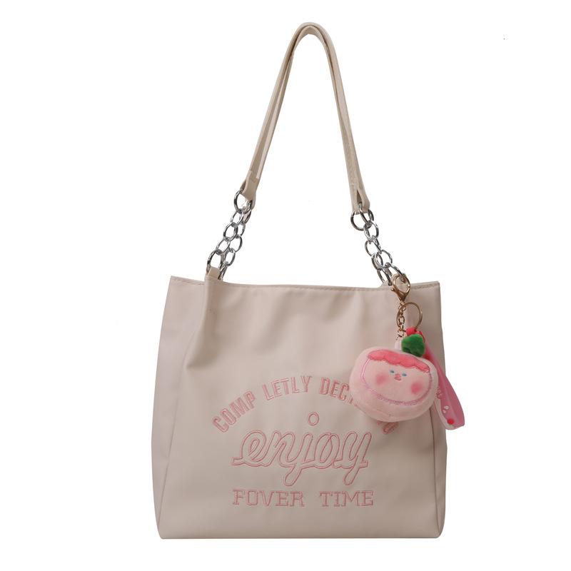 Letter Printing Simple Large-Capacity Tote Bag Pendant Chain Portable Shoulder Underarm Bag Female Tide