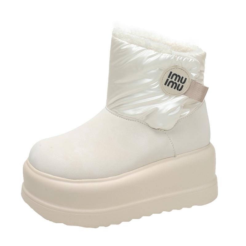 Мода 2024 Мода Зима Женские Снежные Ботинки 8СМ Кроссовки Водонепроницаемые Теплые Плюшевые Ботинки До Середины Икры Уличные Противоскользящие Мех Внутри Обувь