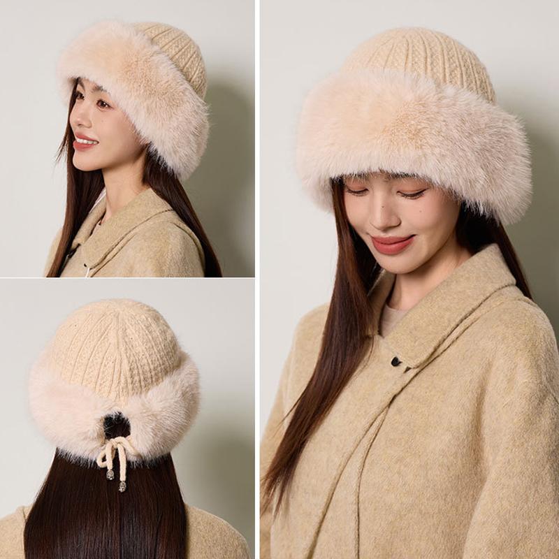Knitted Hat Women's Autumn Winter Ear Protection Rabbit Plush Wool Hat