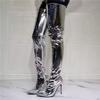 Autumn and Winter New Nightclub Hate Sky High Stiletto Knee Boots Sexy Pointed Side Zipper Pole Dance Lady