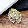 Gold Jewelry Women's Brooch Round Crystal Brooch Arabian Bride Bijoux Brooch Pendant Dual Purpose