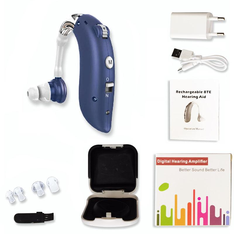 1 комплект мини-цифровой слуховой аппарат для пожилых людей портативный усилитель звука перезаряжаемый заушный регулируемый слуховой аппарат для пожилых людей