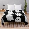 Halloween Flannel Throw Blanket Cute Pumpkin Ghost Bat King Queen Full Size Lightweight Super Soft Warm For Sofa Couch Bed Decor