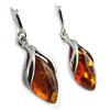 [N2155] - Amber 'Inspiration' Silver Earrings (rhodium-plated) - 27x10 Mm