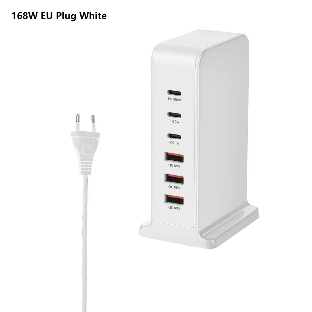 200 Вт 168 Вт настольное зарядное устройство GaN Quick PD 6 портов USB Type C США ЕС Австралия Великобритания адаптер для мобильного телефона ноутбука ПК док-станция для зарядки